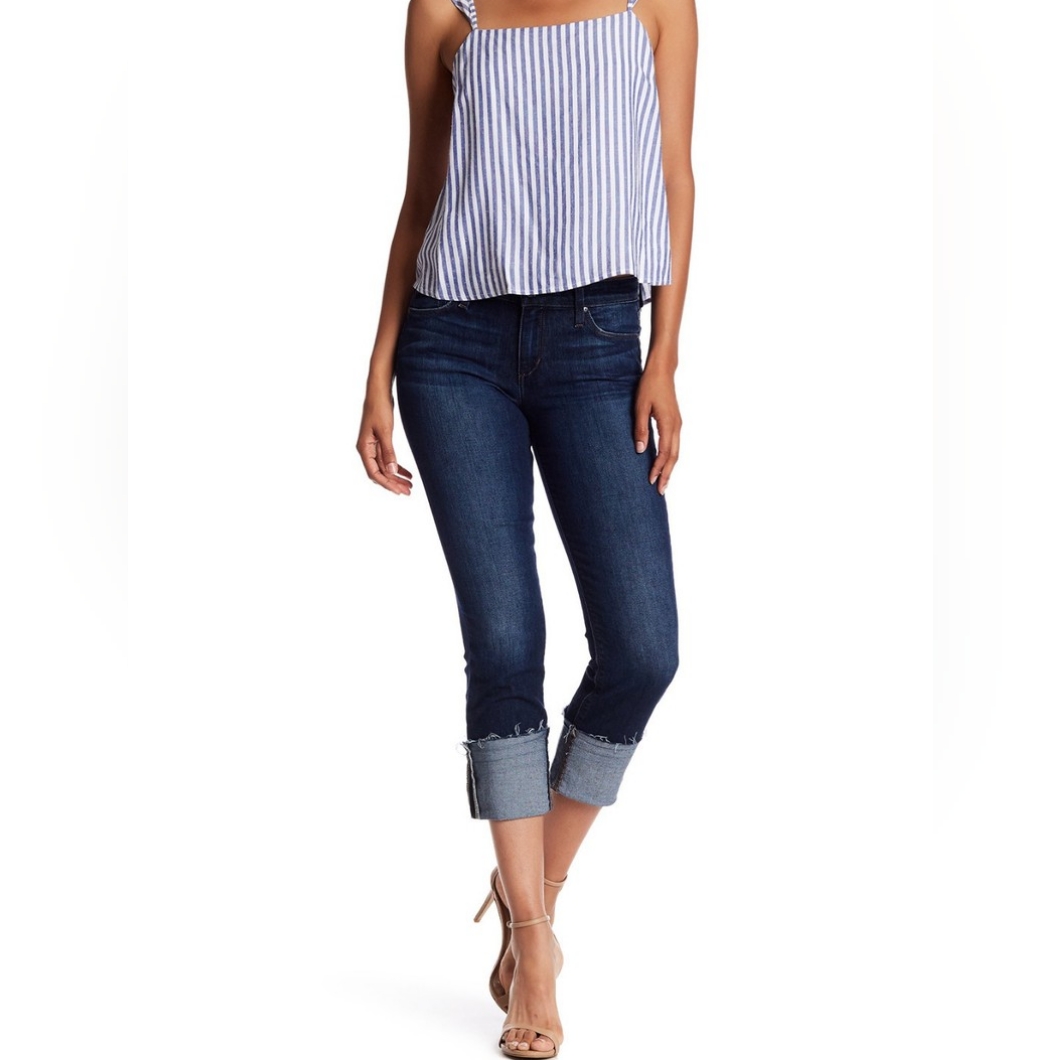 Joe's Cuff Crop Slim Straight Jeans In Brussels, Low Rise, Women's Size 28, Euc!